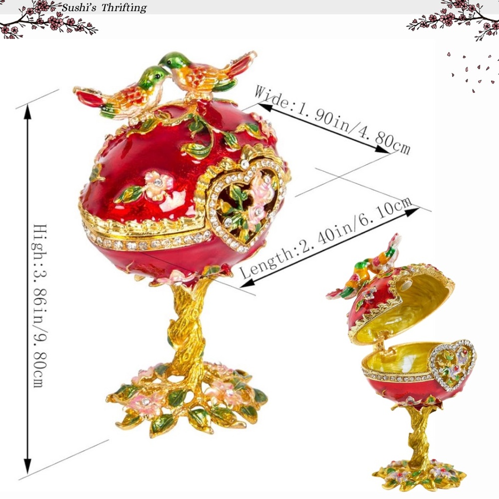 Decorative Hinged Jewelry Trinket Box - Picture 2 of 7